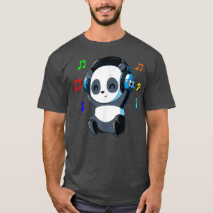 Camiseta Oso de Panda Animal Cute Escuchando Regalo Musical