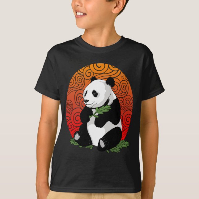 Camiseta Oso de panda artístico que come el ilustracion del (Anverso)