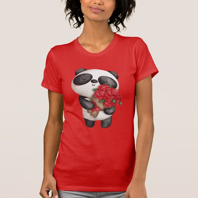 Camiseta Oso de Panda con Rose Bouquet (Anverso)
