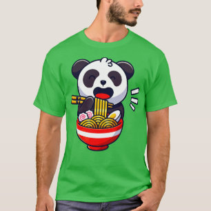 Camiseta Oso De Panda Cute Come Sopa De Fideos De Ramen