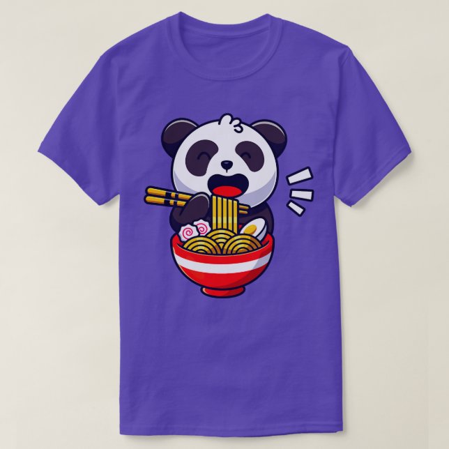Camiseta Oso De Panda Cute Come Sopa De Fideos De Ramen (Diseño del anverso)