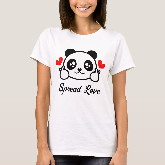 Camiseta Oso De Panda Cute "Spread Love" (Anverso)