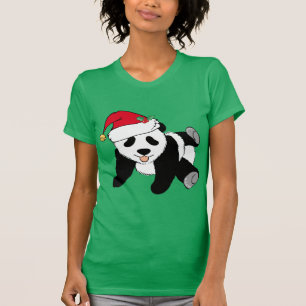 Camiseta Oso de panda del navidad en el gorra de Santa