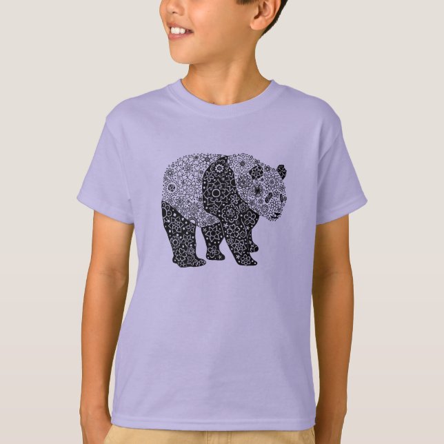 Camiseta Oso de panda floral artsy ilustrado mano única (Anverso)