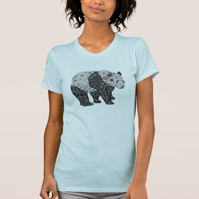 Camiseta Oso de panda floral artsy ilustrado mano única (Anverso)