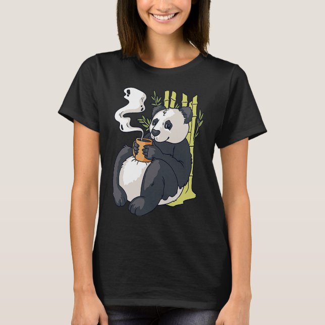 Camiseta Oso de Panda lindo con café caliente Sarcasm Funny (Anverso)