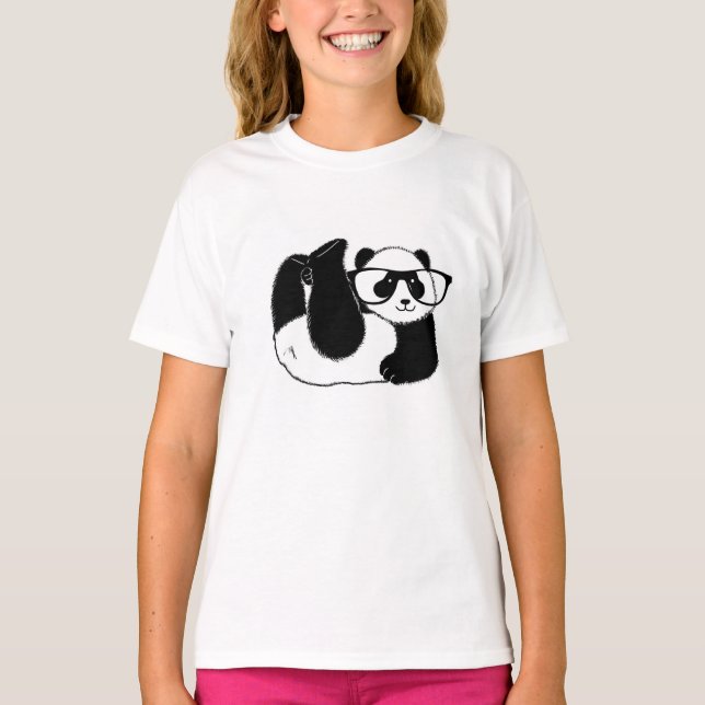 Camiseta Oso de Panda lindo con gafas (Anverso)