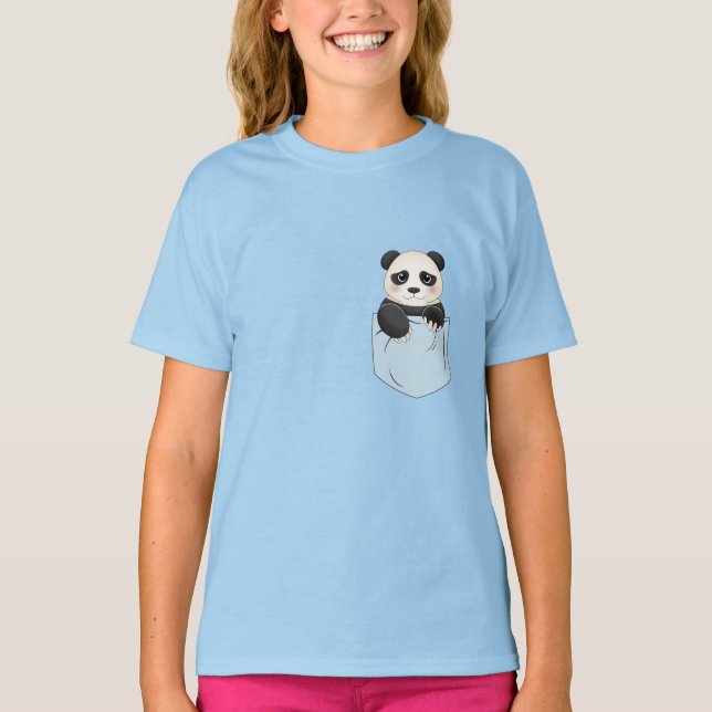 Camiseta Oso de Panda lindo en el bolsillo (Anverso)