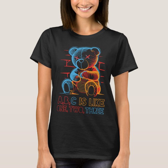 Camiseta Oso de peluche ABC de neón (Anverso)