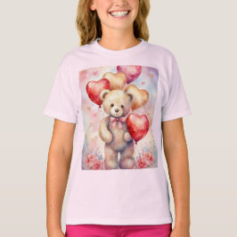 Camiseta Oso de peluche con Chica de globos de cumpleaños