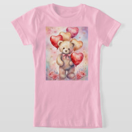 Camiseta Oso de peluche con Chica de globos de cumpleaños