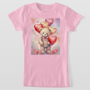 Camiseta Oso de peluche con Chica de globos de cumpleaños
