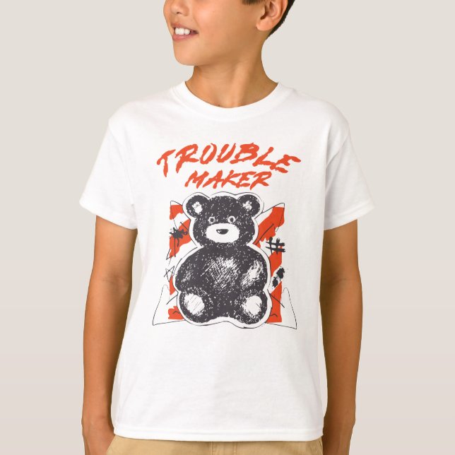 Camiseta Oso de peluche con "hacedor de problemas" (Anverso)