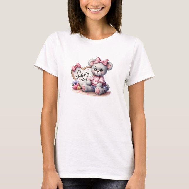Camiseta Oso de peluche de ilustracion con signo cardíaco M (Anverso)