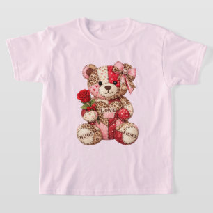 Camiseta Oso de peluche de patchwork del Día de San Valentí