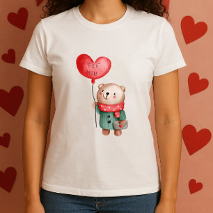 Camiseta Oso de peluche el día de San Valentín sostiene glo