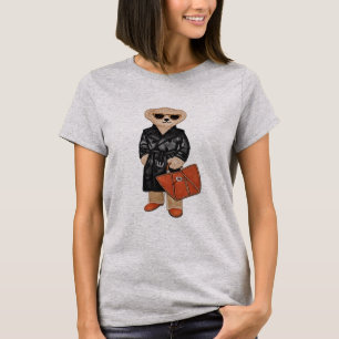 Camiseta Oso de peluche elegante con abrigo trench chic grá