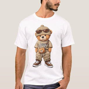 Camiseta Oso de peluche genial hipster con atuendo de ropa 