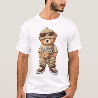 Camiseta Oso de peluche genial hipster con atuendo de ropa