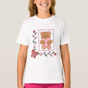 Camiseta Oso de peluche lindo con corazón rosa