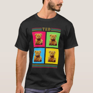 Camiseta Oso de peluche lindo Ted cuatro cajas de colores