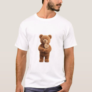 Camiseta Oso de peluche lindo y esponjoso en 3D que sostien