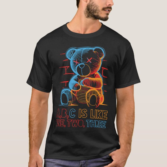 Camiseta Oso de peluche Neon ABC (Anverso)