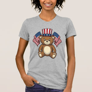 Camiseta Oso de peluche patriótico vintage diseño vectorial