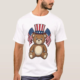 Camiseta Oso de peluche patriótico vintage diseño vectorial