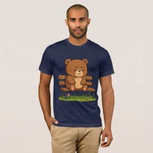 Camiseta Oso de peluche triste y lindo en un banco - Dibujo
