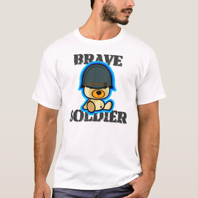 Camiseta Oso de peluche valiente lindo del soldado en (Anverso)