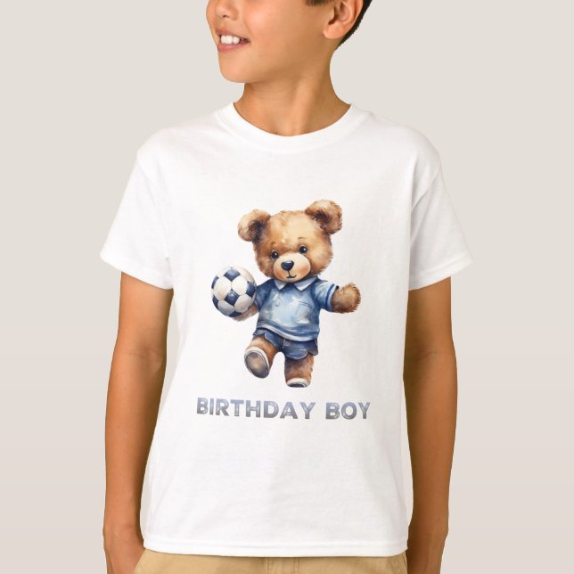 Camiseta Oso de peluche y fiesta de cumpleaños del fútbol (Anverso)