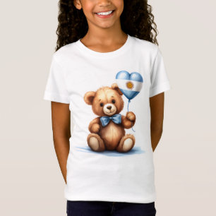 Camiseta oso de peluche y globo con la bandera argentina.