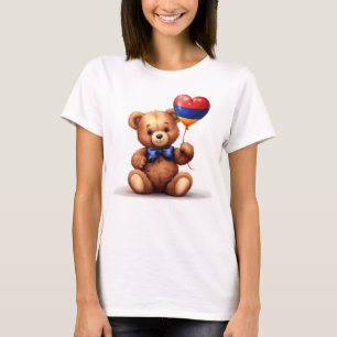 Camiseta oso de peluche y globo con la bandera armenia.