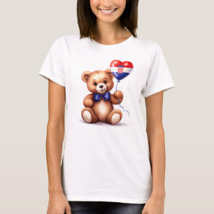 Camiseta oso de peluche y globo con la bandera croata.