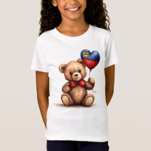 Camiseta oso de peluche y globo con la bandera de Liechtens