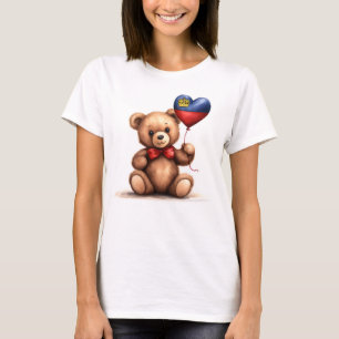 Camiseta oso de peluche y globo con la bandera de Liechtens