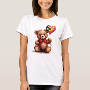 Camiseta oso de peluche y globo con la bandera de Timor Ori