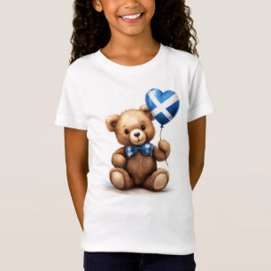 Camiseta oso de peluche y globo con la bandera escocesa.