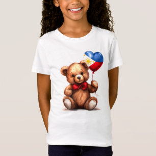 Camiseta oso de peluche y globo con la bandera filipina.
