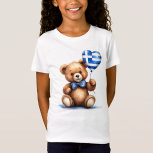Camiseta oso de peluche y globo con la bandera griega.