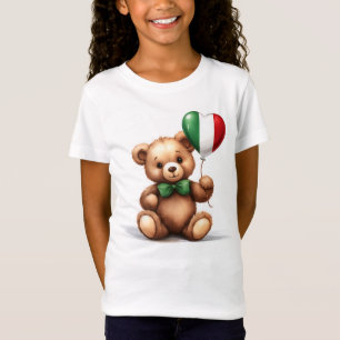 Camiseta oso de peluche y globo con la bandera italiana.
