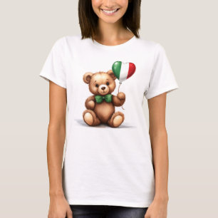 Camiseta oso de peluche y globo con la bandera italiana.