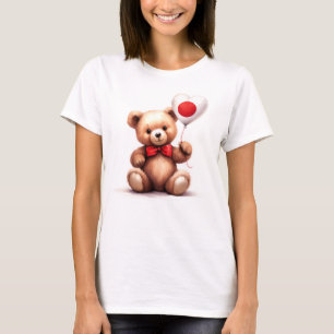 Camiseta oso de peluche y globo con la bandera japonesa.