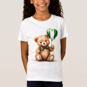 Camiseta oso de peluche y globo con la bandera nigeriana.