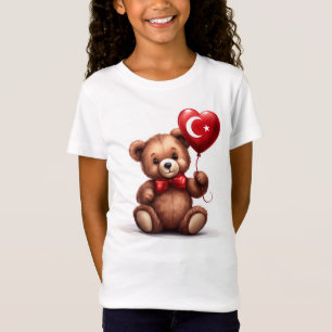 Camiseta oso de peluche y globo con la bandera turca.