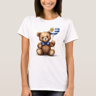 Camiseta oso de peluche y globo con la bandera uruguaya.