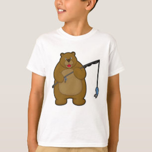 Camiseta Oso de pesca con caña y pescado