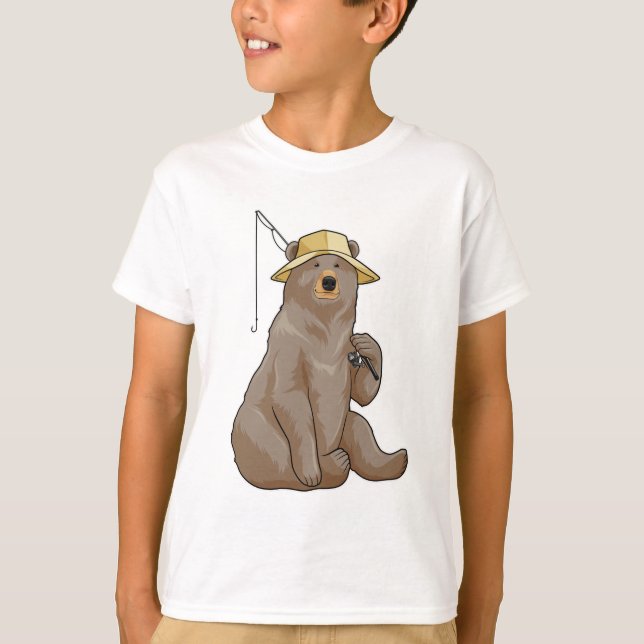 Camiseta Oso de pescar con barra de pesca (Anverso)