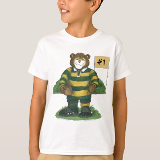 Camiseta Oso de rugby masculino en verde y oro